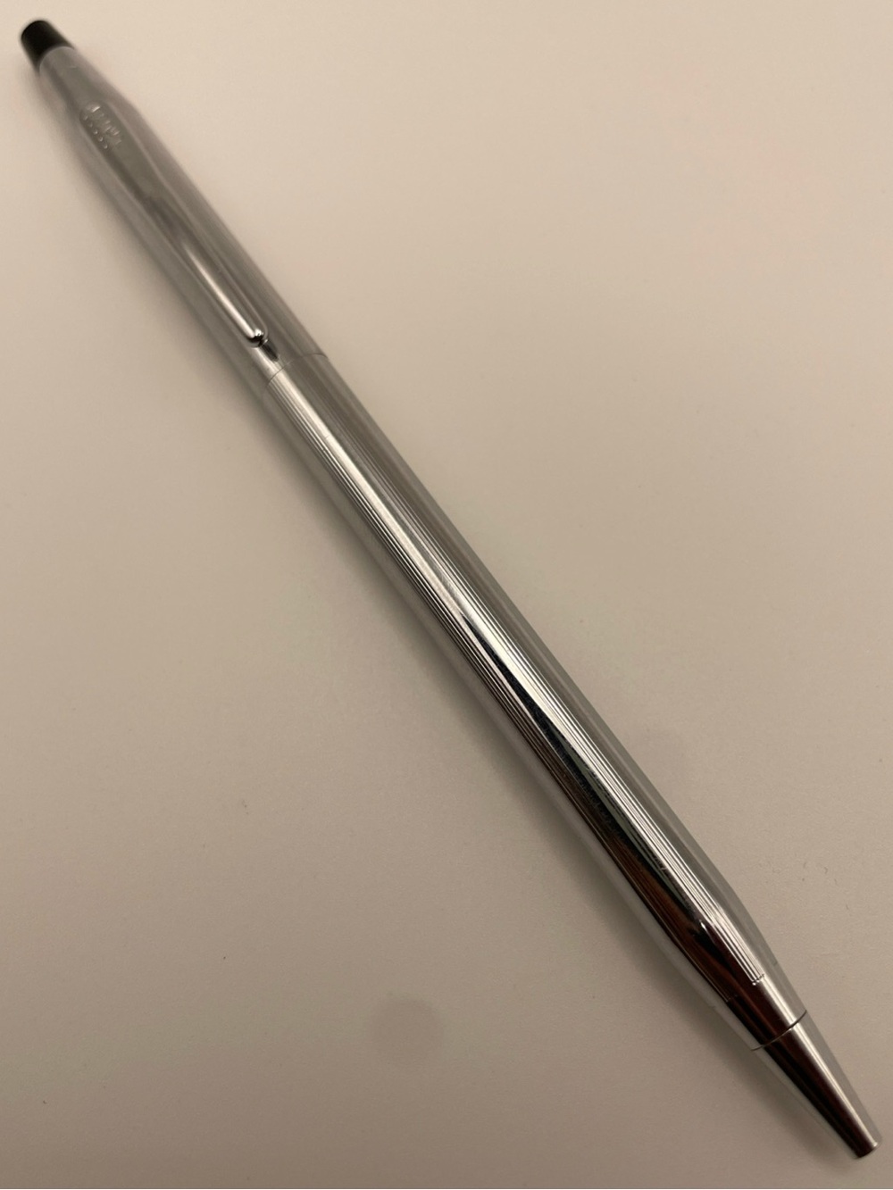 Vintage Cross chrome Silvertone Ballpoint Pen 5.25” Black Ink - working